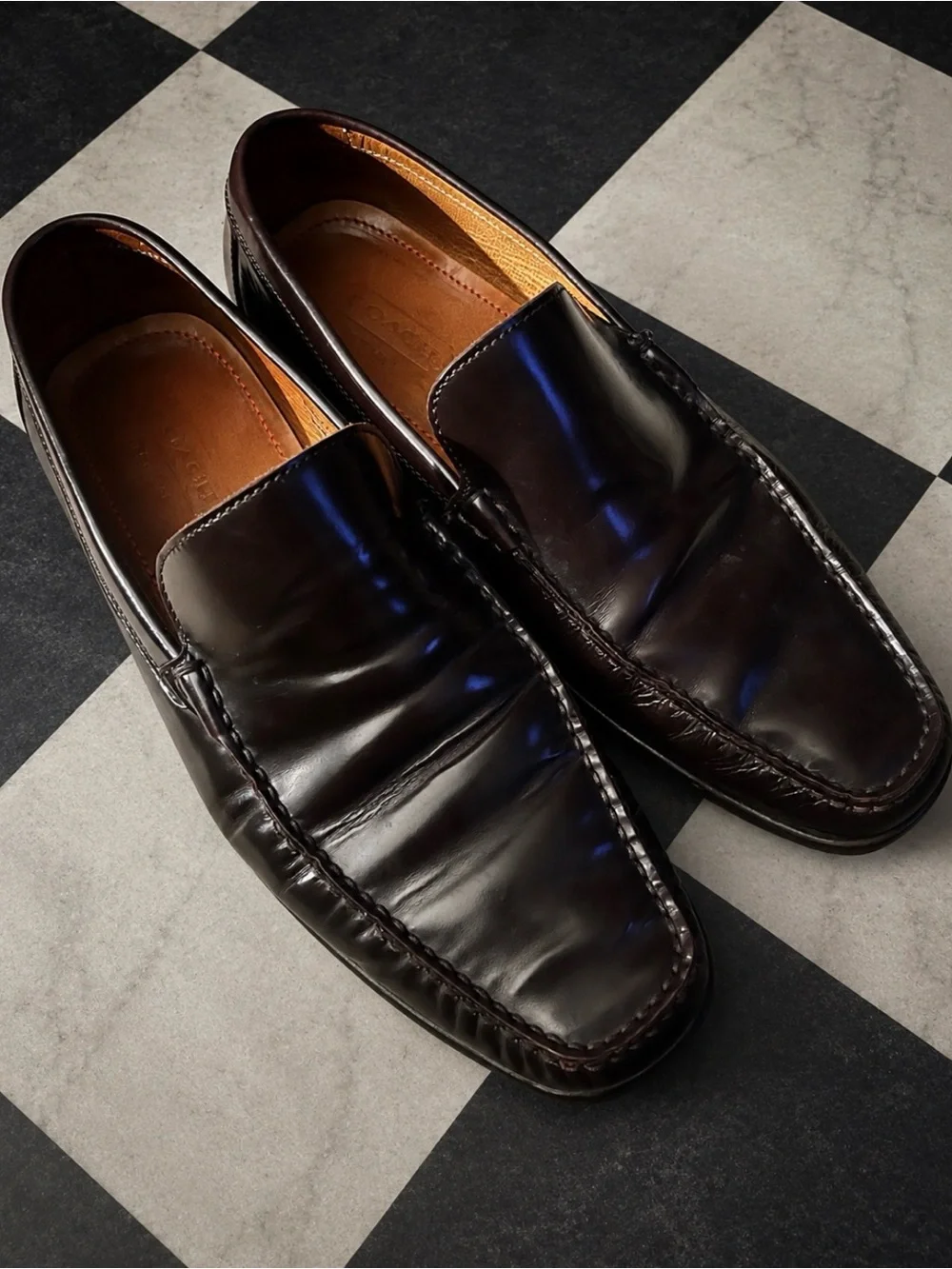 Classic Men’s Coach Leather Penny Loafers - Dark Brown